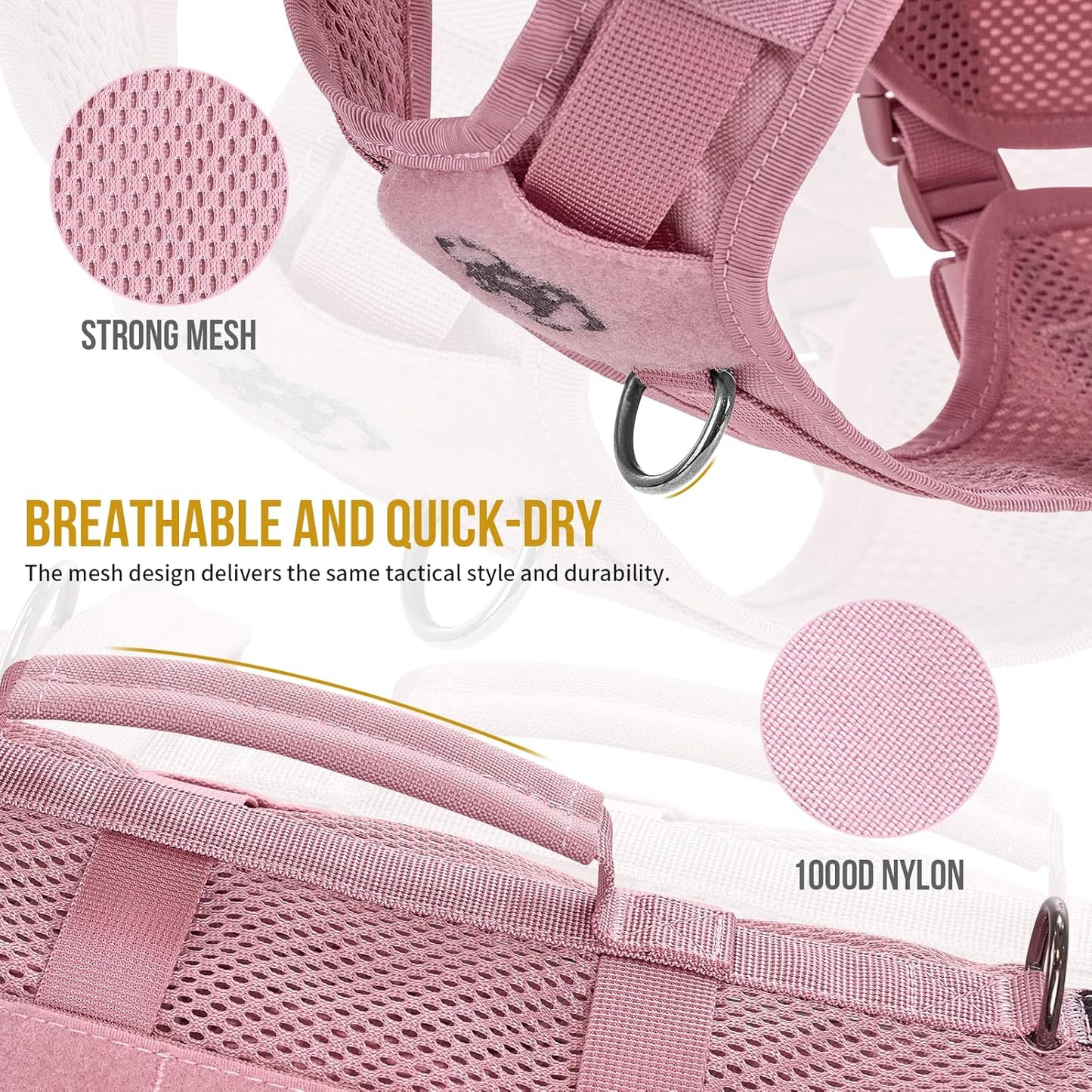 OneTigris Tactical Dog Harness for Small Dogs, No Pull Small Dog Vest Harness with Handles Breathable Military Dogs Molle Vest, Harness for Walking Hiking Training