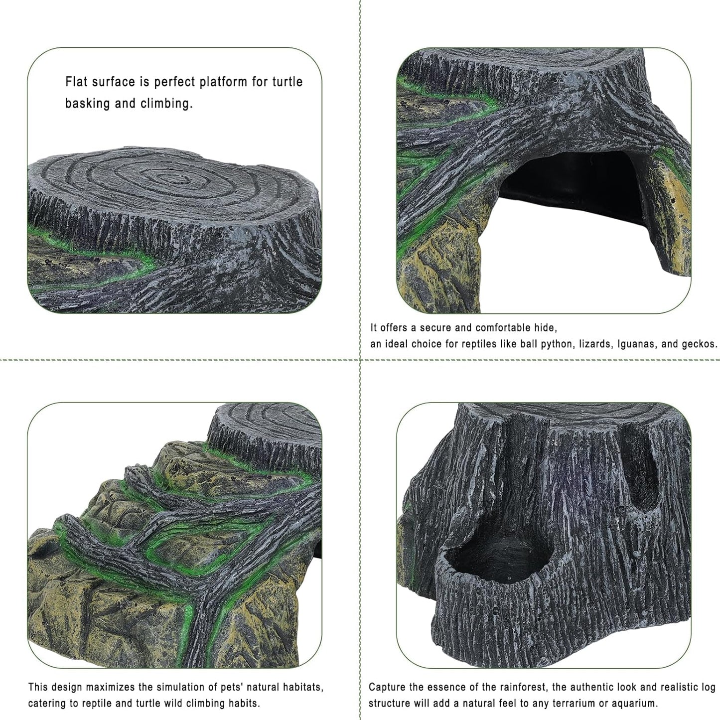 Gecko Tank Accessories, Tortoise Habitat Accessories, Ball Python Tank Accessories, Large Snake Hides, Perfect Terrarium Decor for Reptile Gecko Basking Humid Hiding (Large)