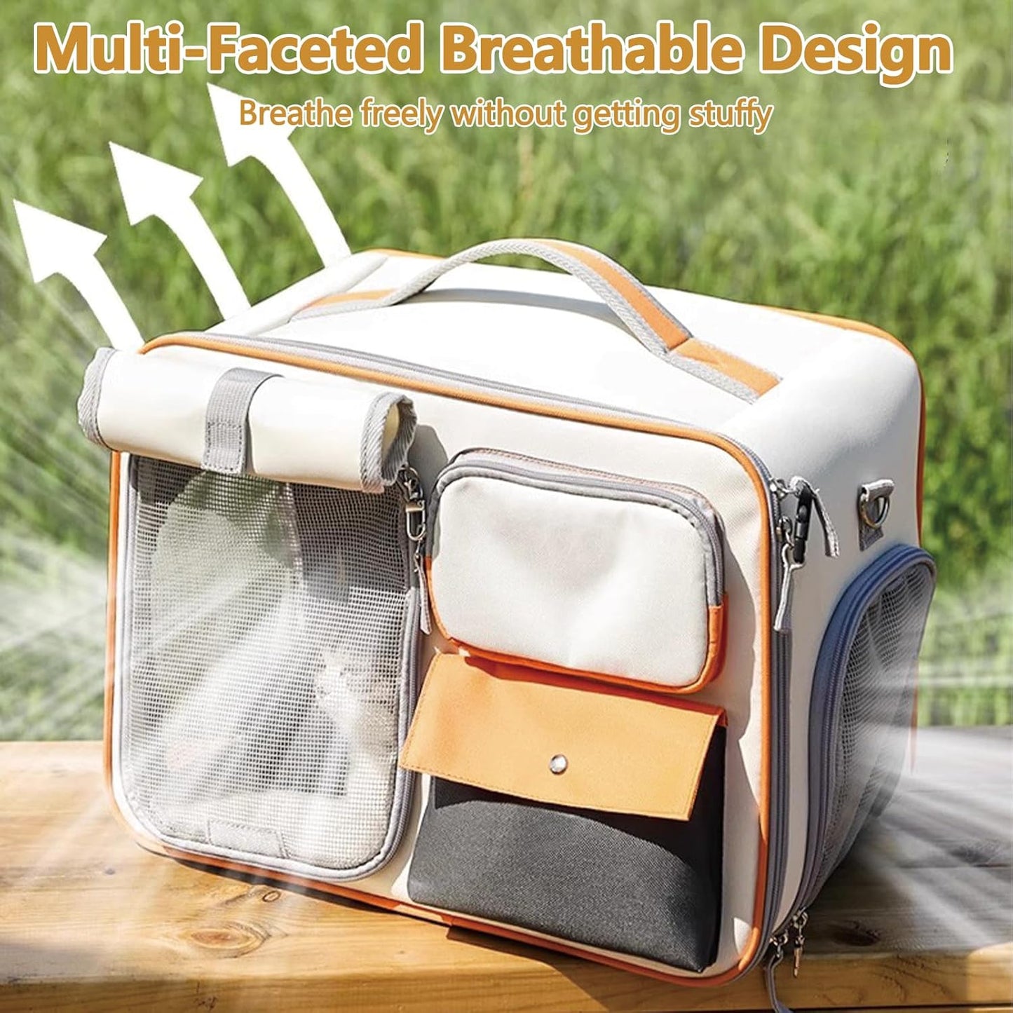 Dog Backpack, Pet Backpack with Upgrade Waist Cushion Design to Better Fit The Waist, Ventilated Soft Cat Backpack for Travel, Hiking, Camping(Gray)