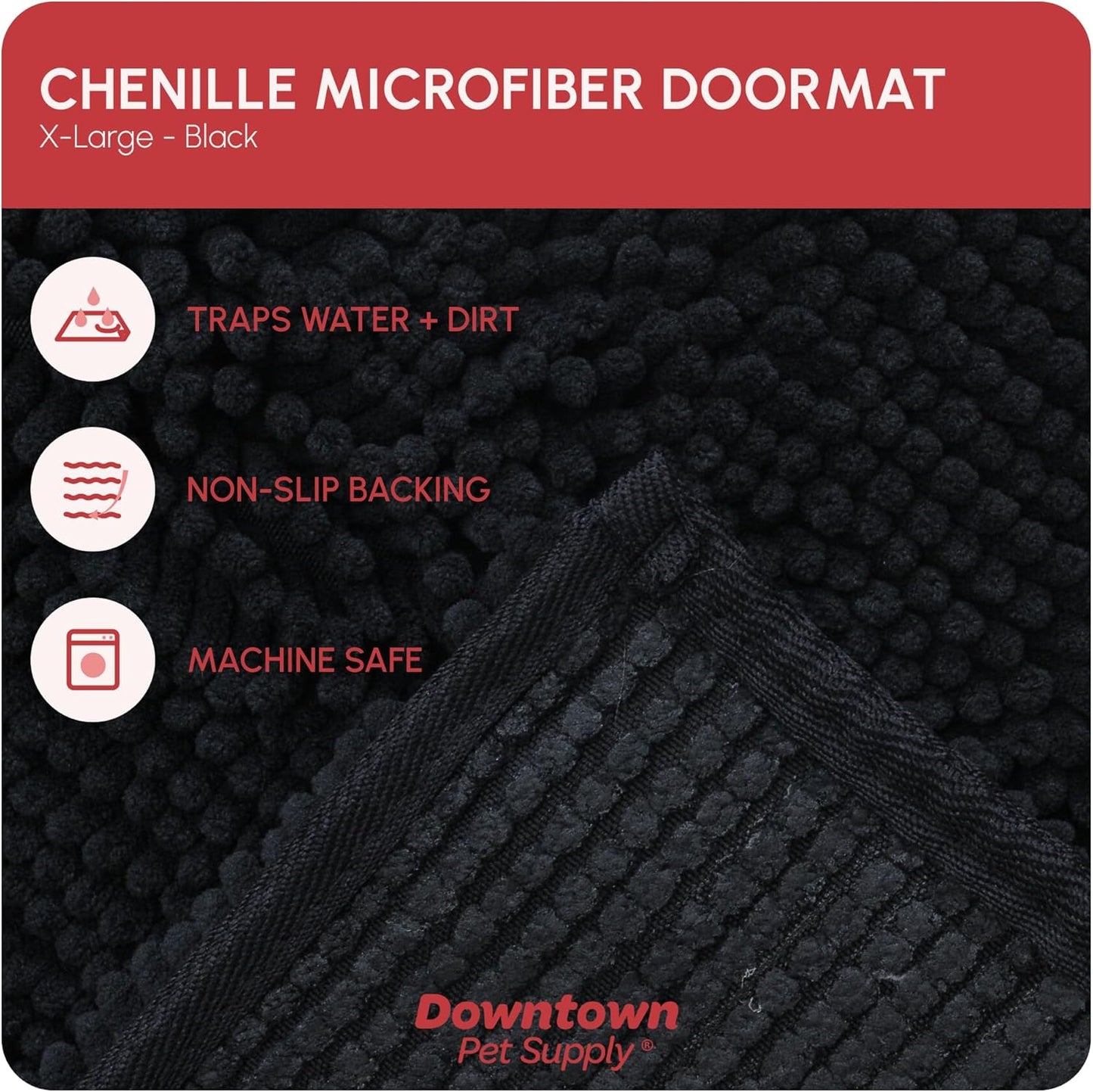 My Doggy Place Microfiber Dog Mat for Muddy Paws, 60" x 36" Black - Non-Slip, Absorbent and Quick-Drying Dog Paw Cleaning Mat, Washer and Dryer Safe - X-Large/Runner