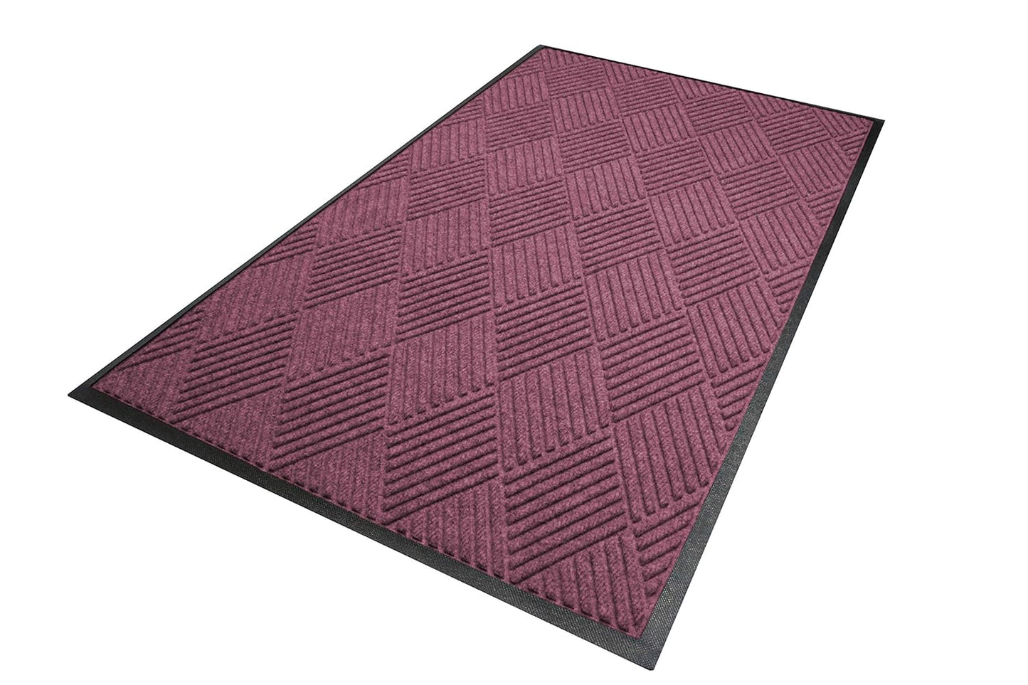 WaterHog Diamond-Pattern Commercial Grade Entrance Mat, Indoor/Outdoor Floor Mat 3' Length x 2' Width, Bordeaux by M+A Matting
