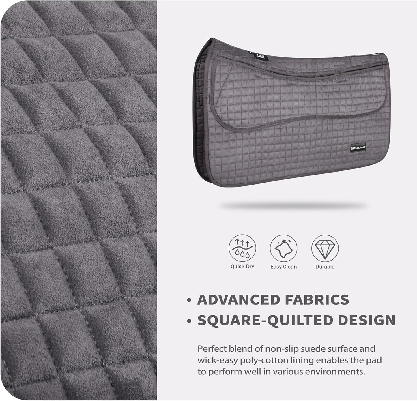 Tackmore Western Saddle Pad Adjustable with Side Pockets and Foam Inserts Shock-Absorbing Riding Pad