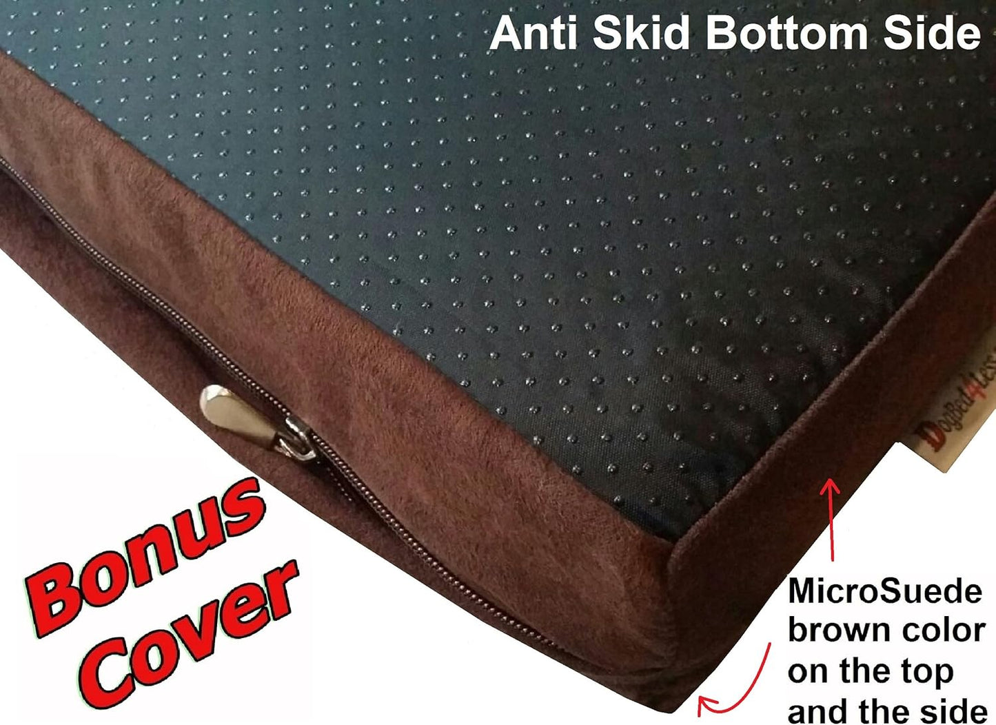 Dogbed4less Orthopedic Memory Foam Dog Bed for Medium Dogs with Washable Denim Cover, Waterproof Liner and Extra Pet Bed Case, 37X27X4 Inch, Brown