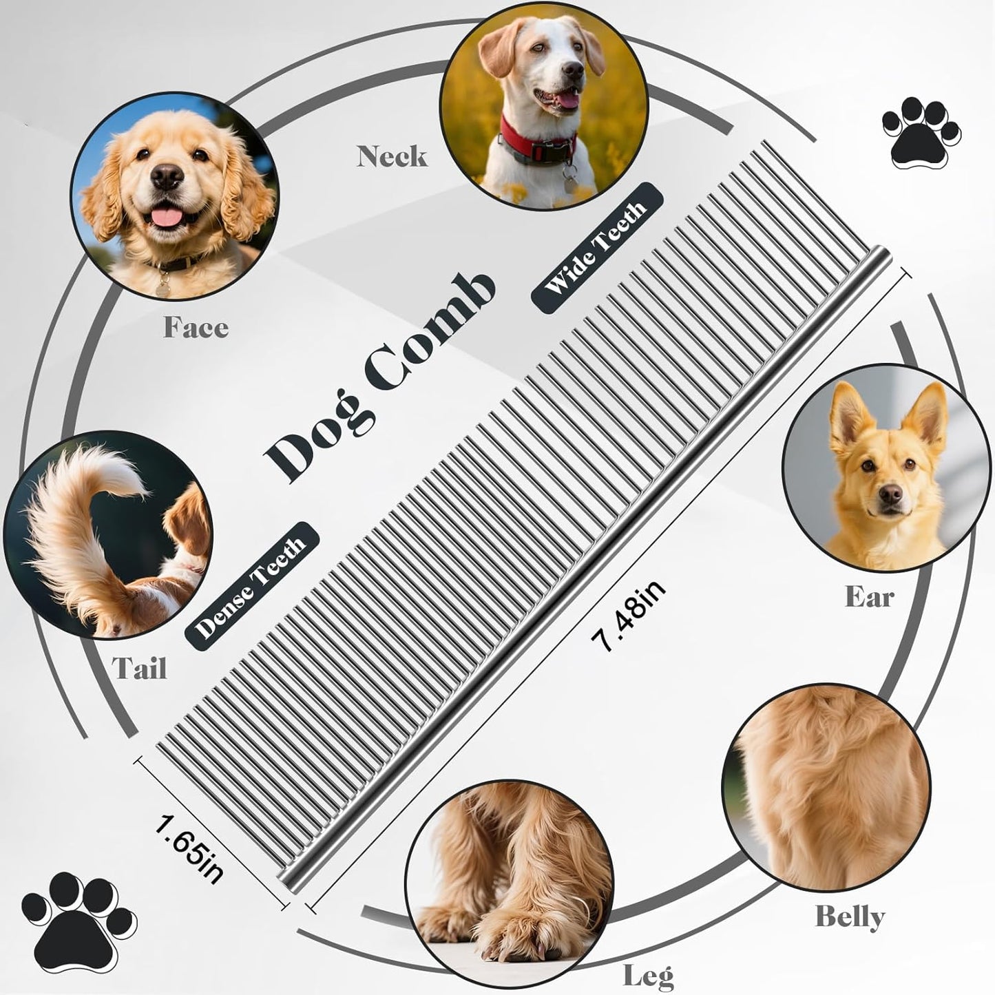 2PCS Slicker Brush for Dogs & Pet Comb,Professional Dog Grooming Brush (Goldendoodles,Poodles,Labradoodles) with Extra Long Pins to Effectively Remove Tangles, Knots and Mats (Red)