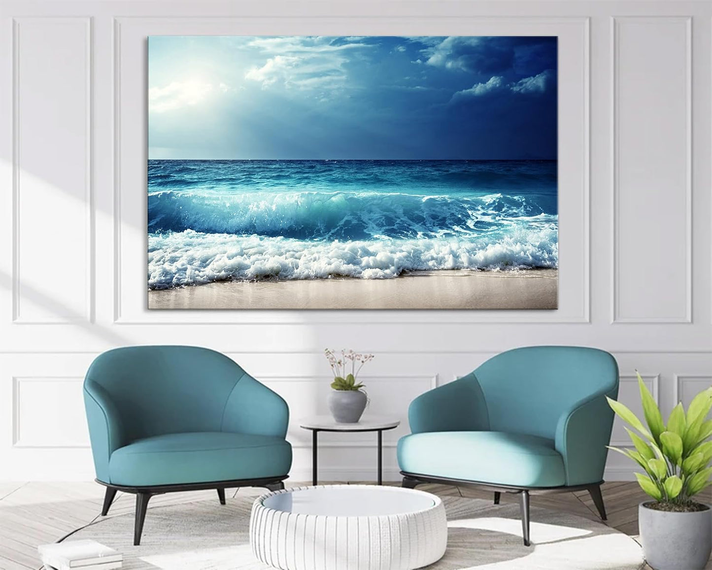 Nature Wall Art Prints - Ocean Forest Mountain Lake Canvas Landscapes - Small to Extra Large Living Room Bedroom Kitchen Bathroom Décor (Summer Ocean Beach, 16L" x 24W")