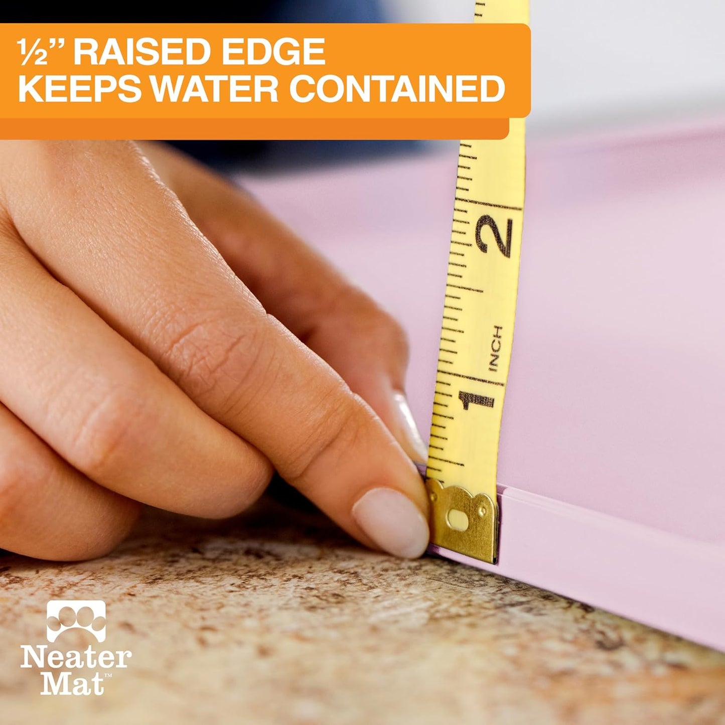 Neater Pet Brands Neater Mat Pet Mats for Food and Water, Cat & Dog Bowl Mat Waterproof Silicone, Feeding Tray, Dog Food Mats for Floors, Placemat w/Raised Edge for Under Bowls, 24" x 16", Light Pink