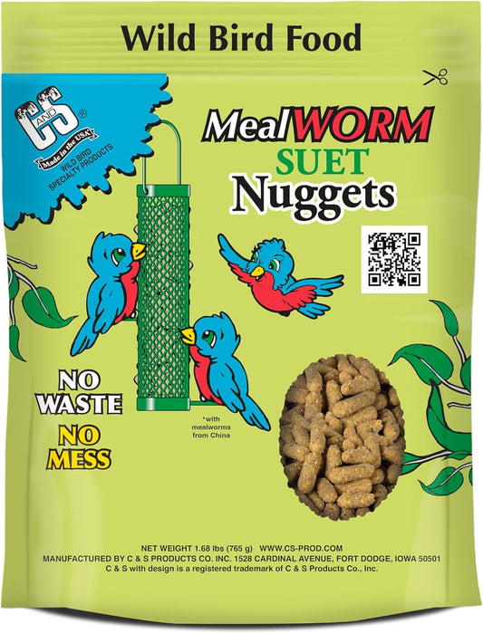 C&S Mealworm Suet Nuggets, for Wild Birds, 27 Ounces