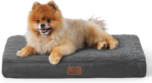 Bedsure Dog Bed for Small Dogs - Orthopedic Flat Puppy Beds with Removable Washable Cover, Egg Crate Foam Pet Mat, Suitable for Pet Up to 20 lbs
