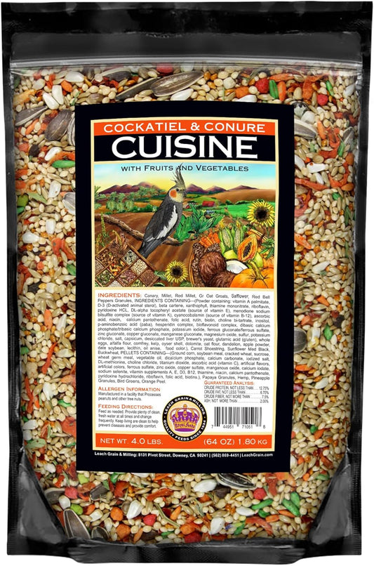 Cockatiel & Conure Cuisine 4 Lbs, Cockatiel & Conure Bird Seed, Nutrient-Rich Mixed Birdseeds, Bird Food for Cockatiels, Natural Mixed Seeds for Other Small Parrot, Daily Energy Growth & Balanced Diet