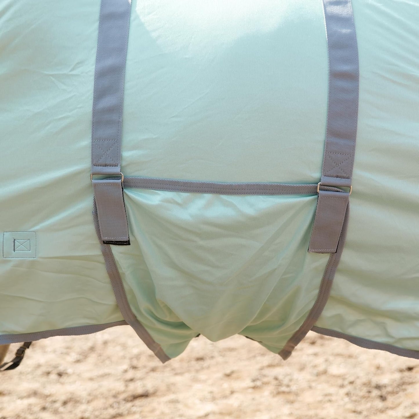 Horse Fly Sheet with Detachable Neck Cover & Belly Wrap, Adjustable Fly Sheet for Horses, Ventilated Airflow Mesh Equine Cooling Summer Flysheet Green 69