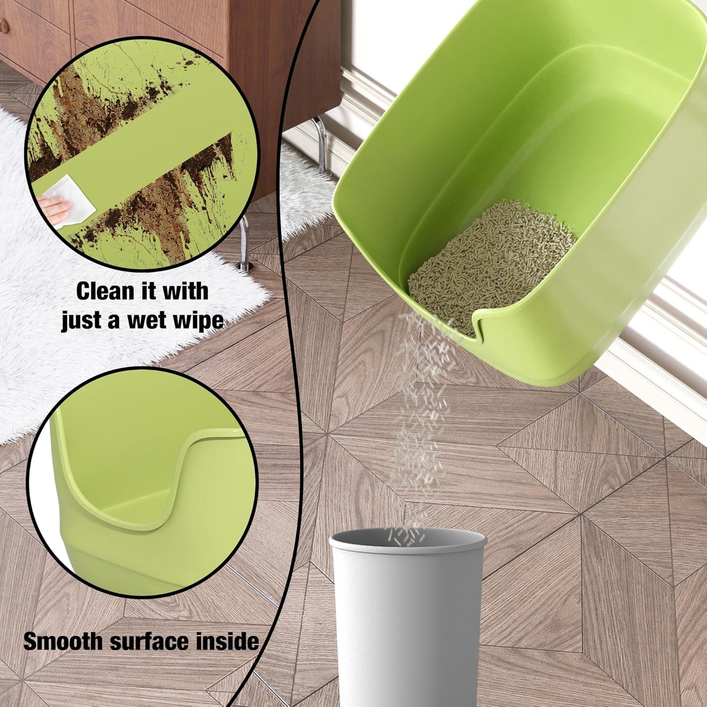 Gefryco Jumbo Cat Litter Box with High Sides, Extra Large for Muti Cats Open Big Cat Litter Box Anti-Splashing, High Wall Litter Tray for Indoor Medium and Large Cats(2Pack)