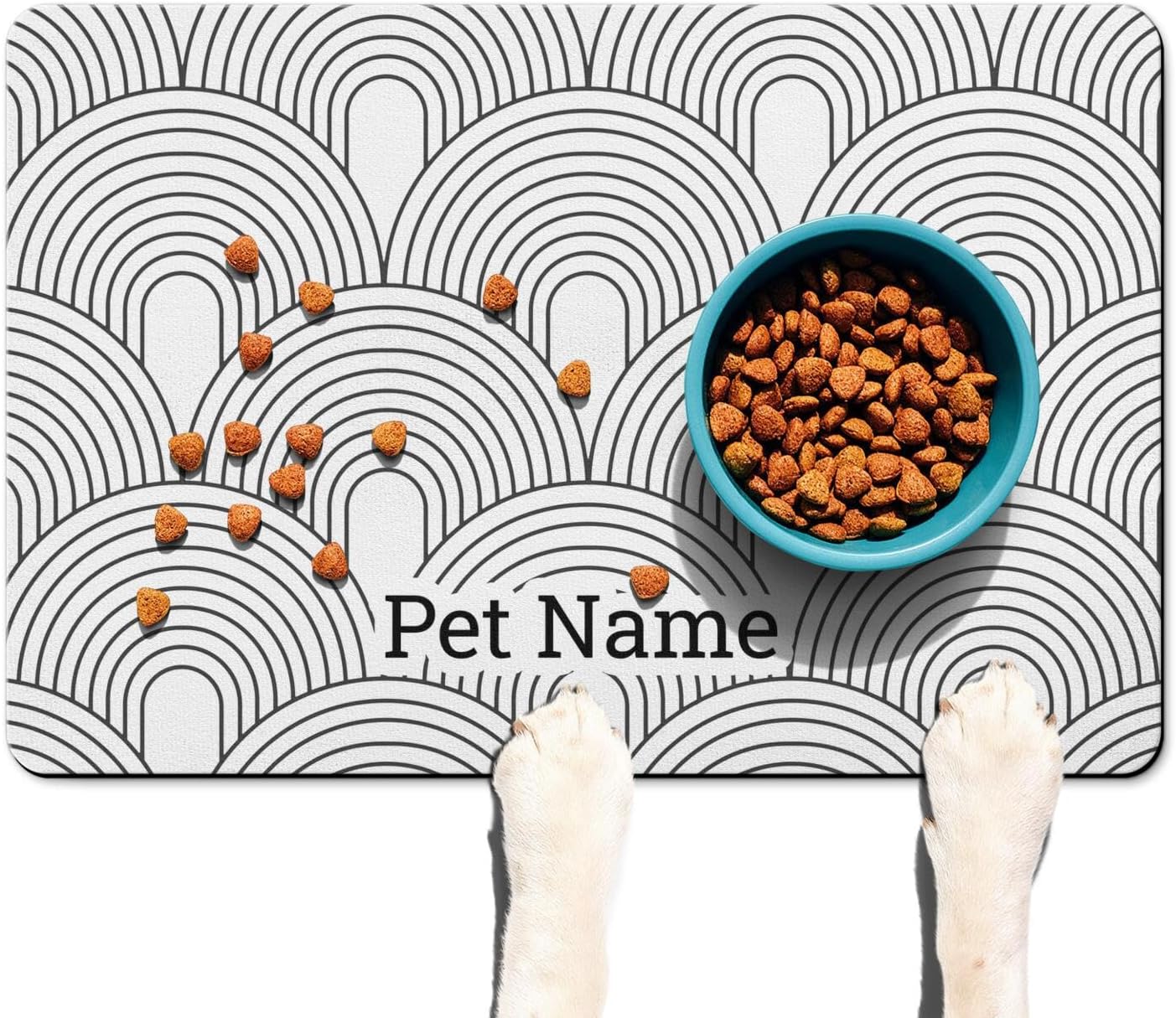 Personalized Dog Food Mat for Floors Absorbent, Custom Pet Cat Food Mat - Quick Dry Dog Bowl Mats for Food and Water Pet Supplies