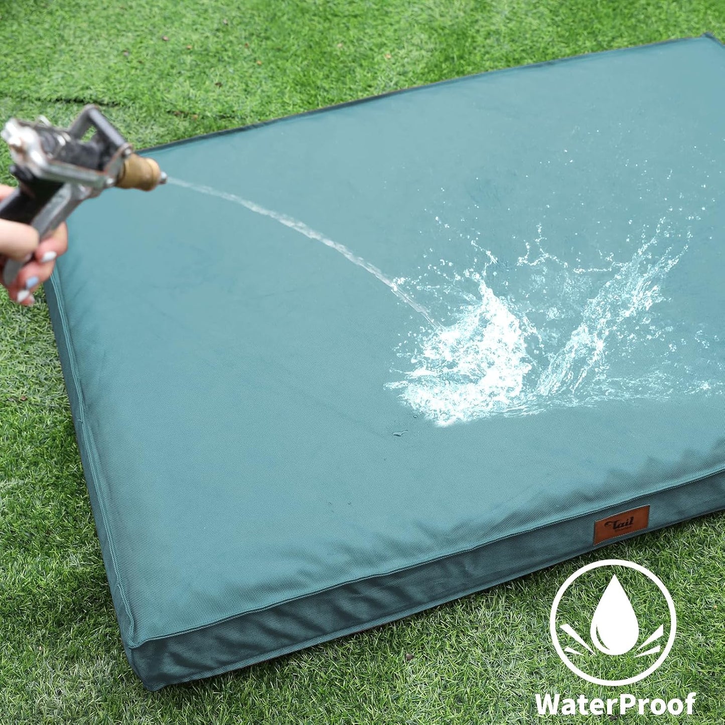 Outdoor Dog Bed for Small Dogs, Waterproof Dog Crate Bed for Small Dogs, Orthopedic Egg Crate Foam Puppy Beds with Washable and Removable Oxford Cover, Light Blue