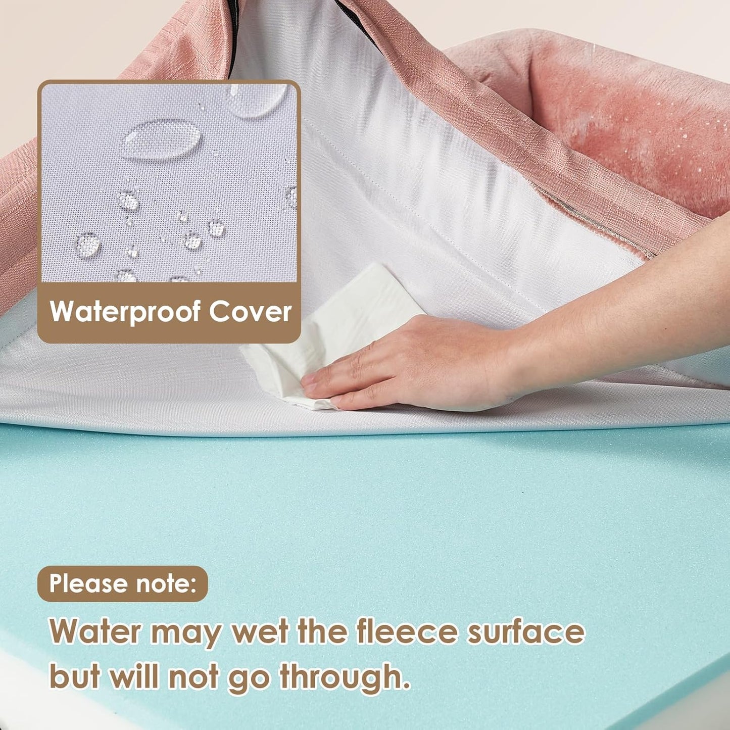 EHEYCIGA Orthopedic Dog Bed for Medium Dogs, Waterproof Memory Foam Medium Dog Beds with Sides, Non-Slip Bottom and Egg-Crate Foam Pet Couch Bed with Washable Removable Cover, Dusty Pink