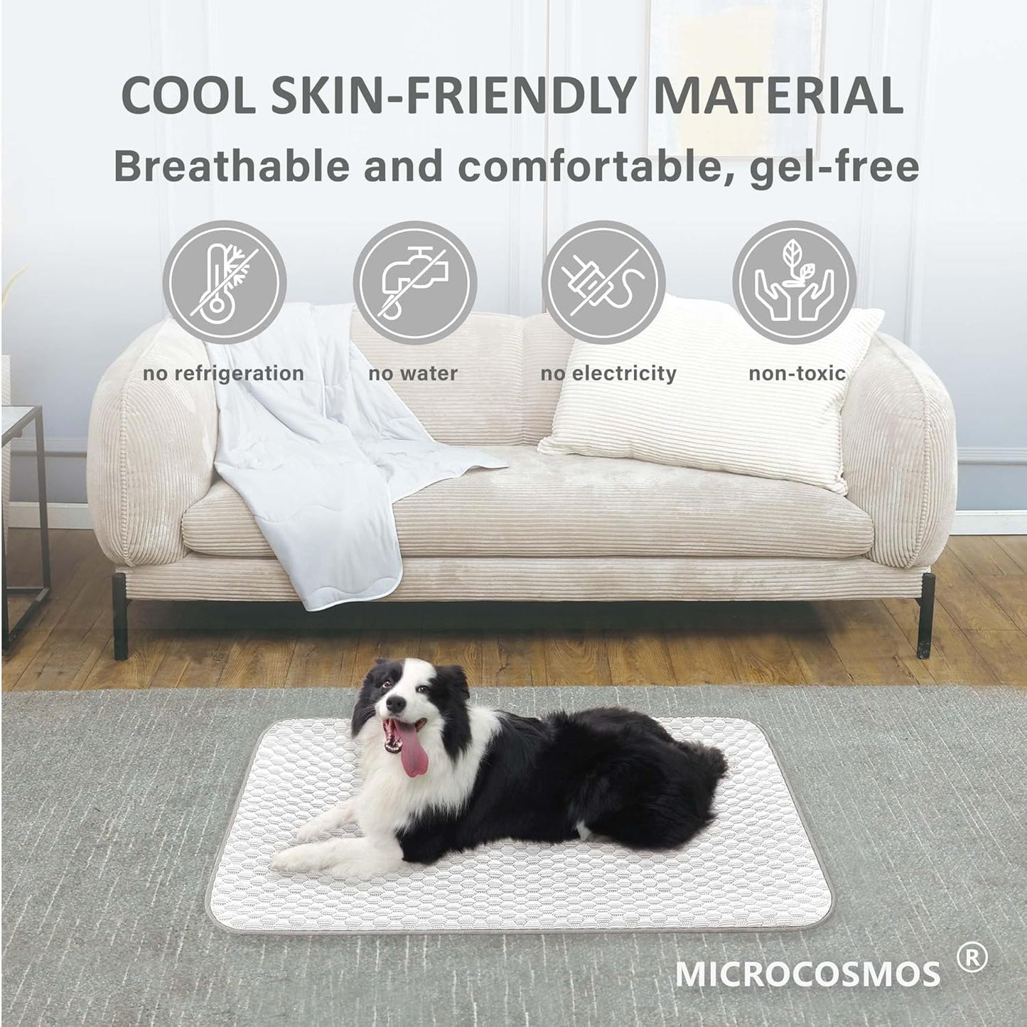 MICROCOSMOS Pet Cooling Mat & Sleeping Pad- Breathable Bubble Surface, EZ Clean. Keep Cooling for Pets, Kids and Adults in Summer.(GreyWhite, 59" x 40")
