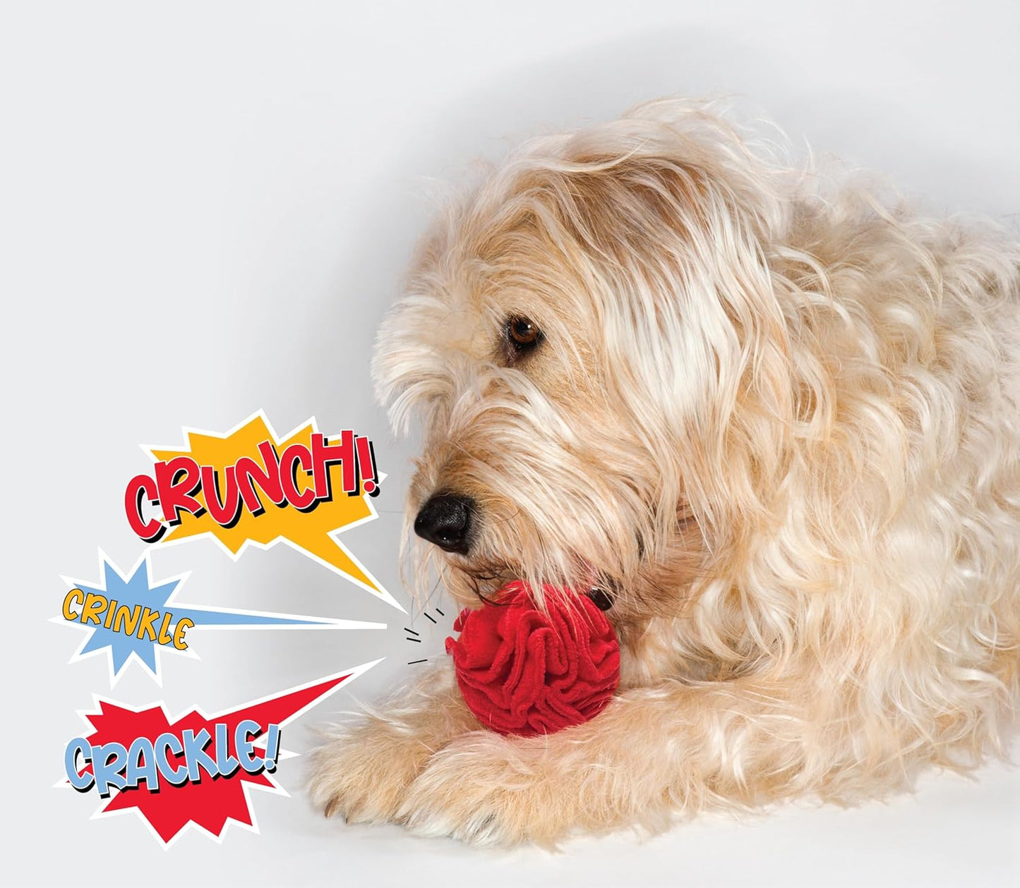 Glory To Dog Puppy and Small Breed Snuffle Interactive Foraging Dog Puzzle Ball Toy Red with Crinkle