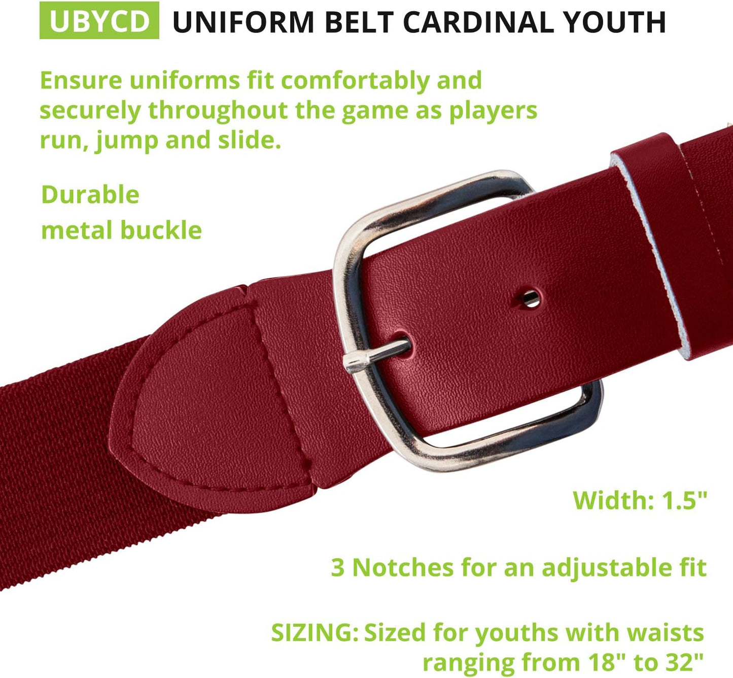 Champion Sports Baseball/Softball Uniform Belt, Comfort Stretch Fit Durable Syntex Tab - Youth & Adult Sizes, Multiple Colors