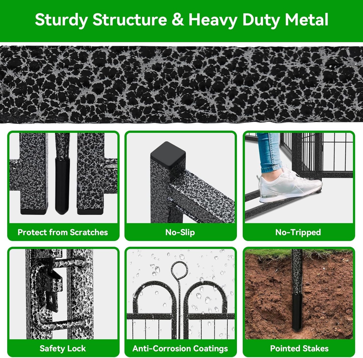 Dog Playpen Outdoor 24 Panels Heavy Duty Dog Fence 40" Height Anti-Rust with Doors Portable for RV Camping Yard, Total 54FT, 227 Sq.ft, Snowy Black