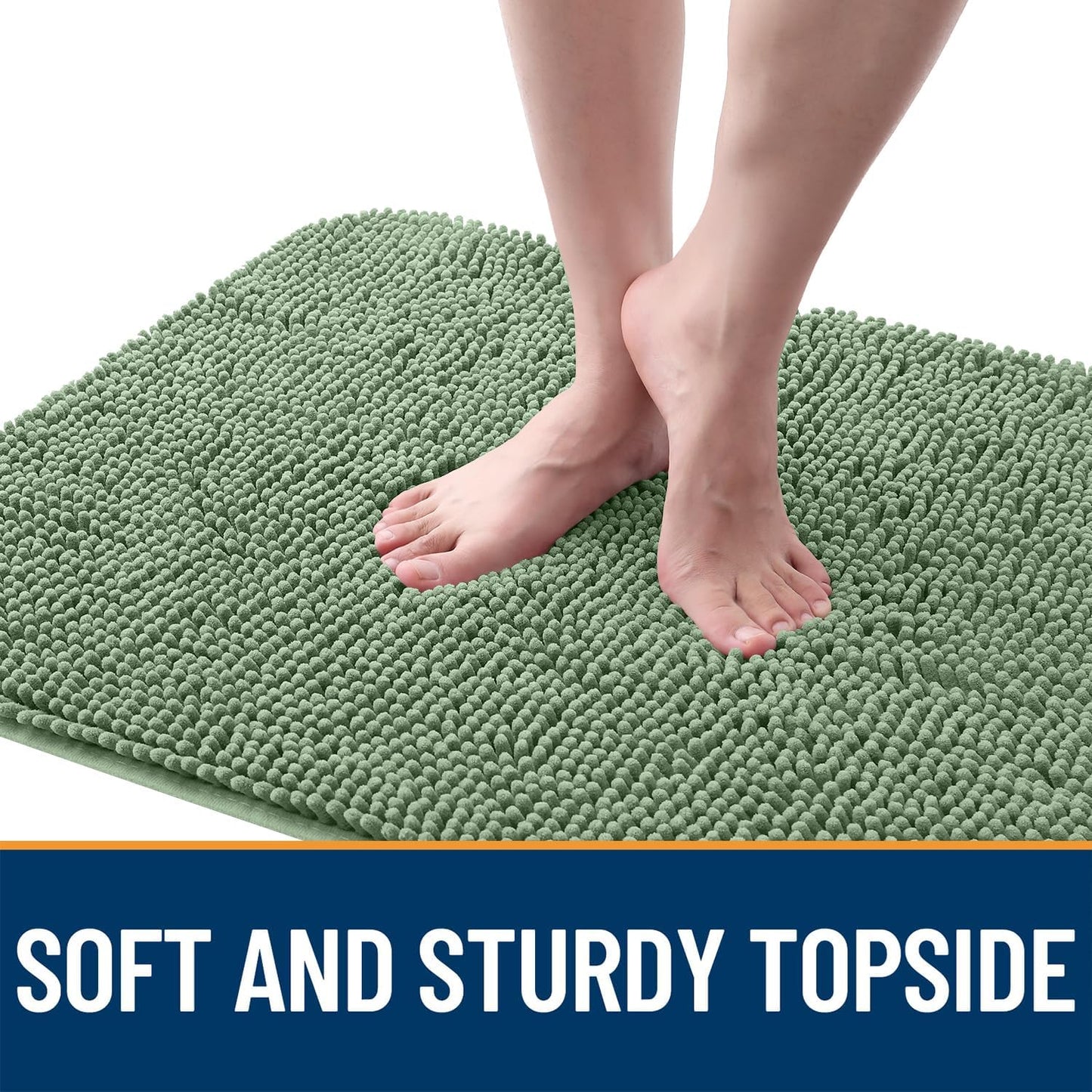 OLANLY Dog Door Mat for Muddy Paws 59x20, Absorbs Moisture and Dirt, Absorbent Non-Slip Washable Doormat, Quick Dry Chenille Mud Mat, Entry Indoor Entryway Carpet for Inside Floor, Olive Green