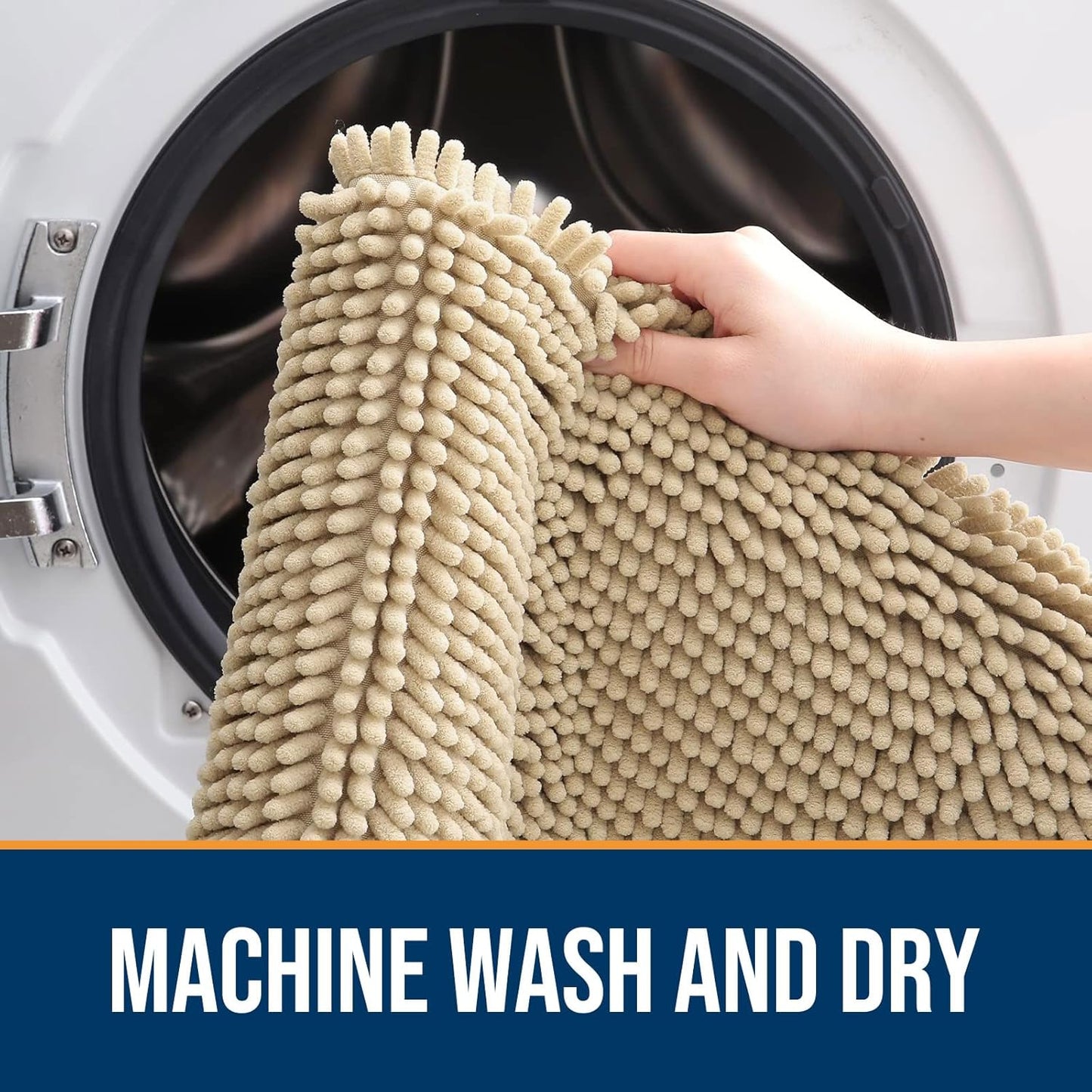 OLANLY Dog Door Mat for Muddy Paws 70x46, Absorbs Moisture and Dirt, Absorbent Non-Slip Washable Doormat, Quick Dry Chenille Mud Mat for Dogs, Entry Indoor Entryway Carpet for Inside Floor, Beige