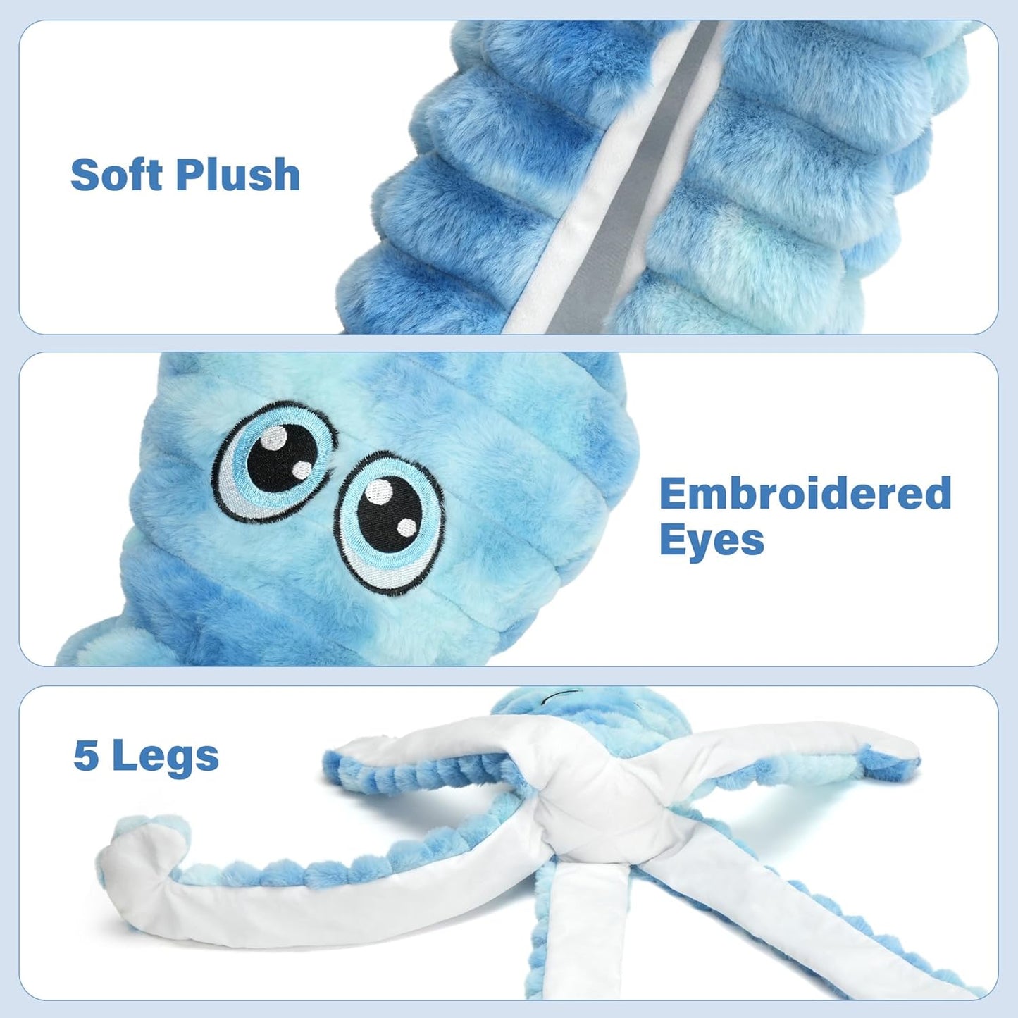 Prime Pets Dog Toys for Large Dogs, 27“ Extra Large Plush Octopus Dog Toy, Crinkle Squeaky Dog Toys to Keep Them Busy, Interactive Tug of War Pet Toy for Small Medium Large Breeds, Tie-dye Blue