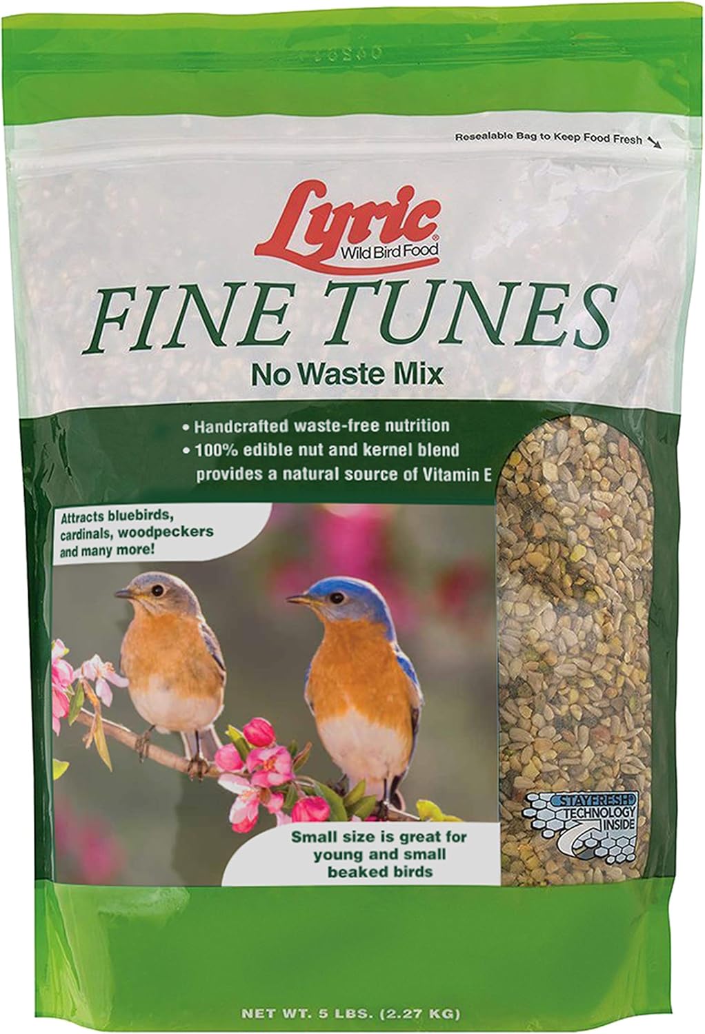 Lyric Fine Tunes No Waste Bird Seed 5 lb. Bag and Lyric Finch Small Songbird Wild Bird Food 5 lb. Bag for Outdoor Bird Feeders