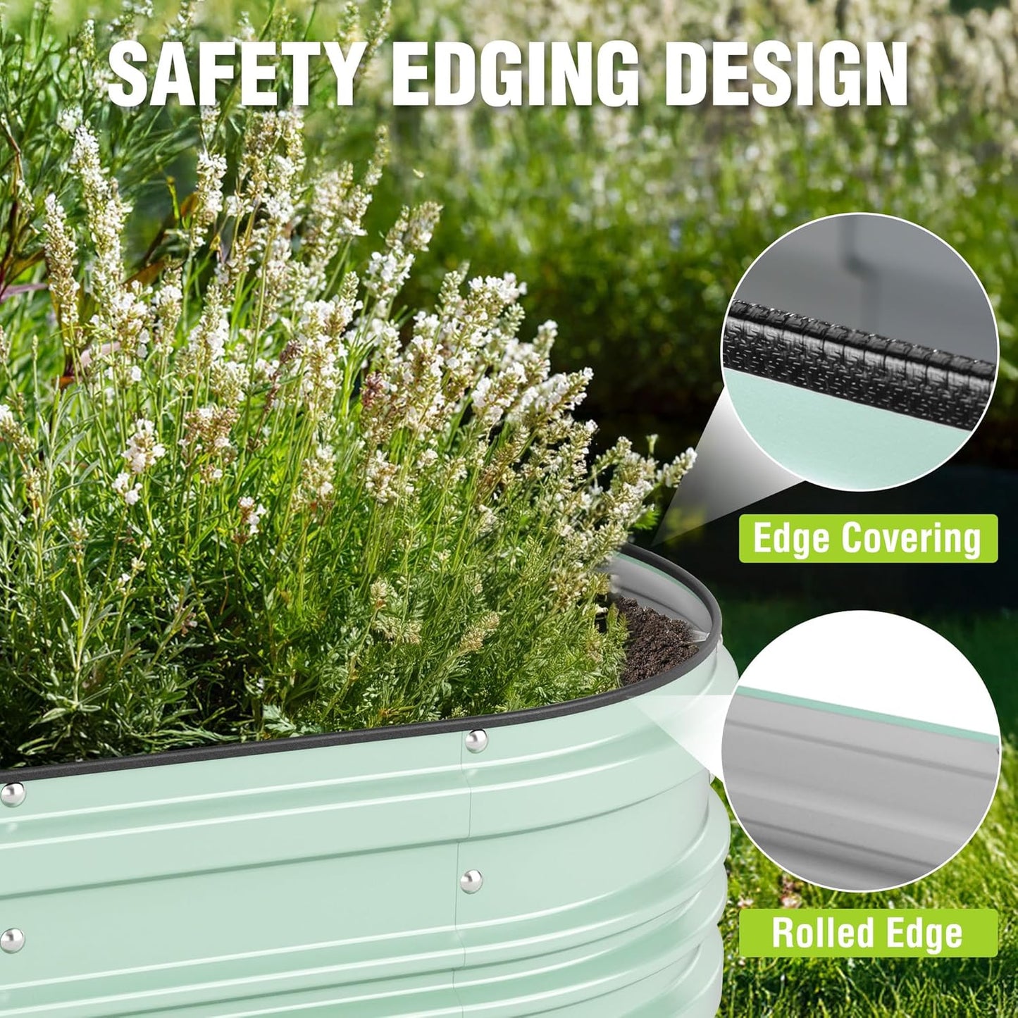 WORKPRO 4x2x1ft Galvanized Raised Garden Bed Set, Rust & Corrosion Protection, Easy Assembly, Safe Edge, Ideal for Vegetables & Flowers, Green