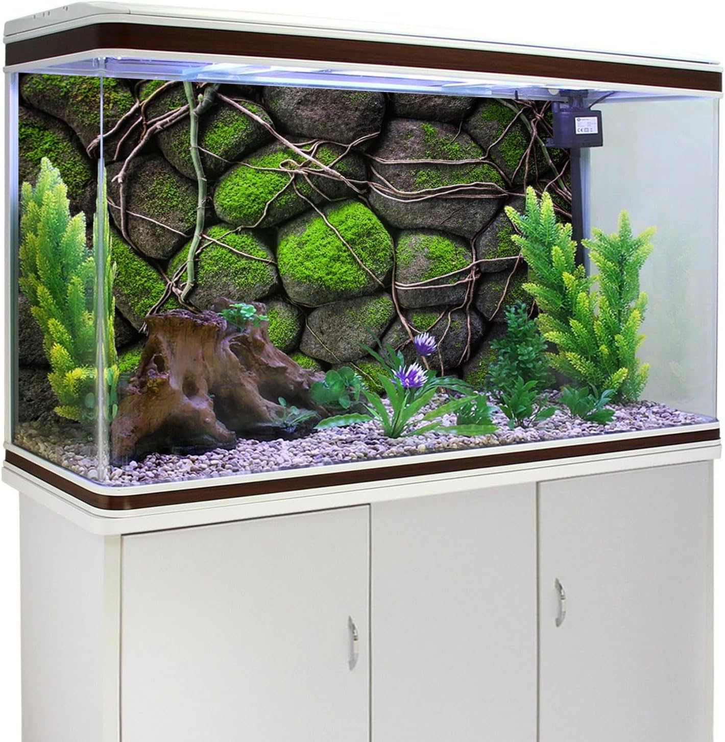 AWERT 30x12 inches Stone Aquarium Background Rock Fish Tank Background Rocky Terrarium Background Vinyl