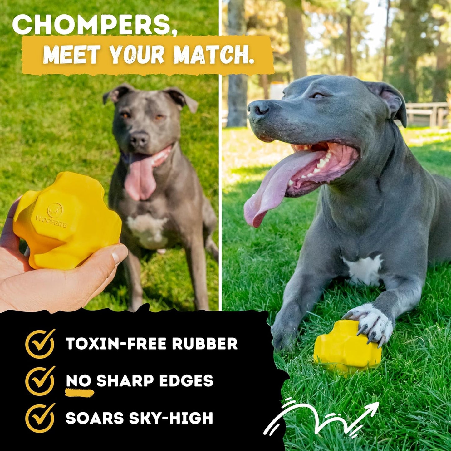 Indestructible Jumping Jack Chew Toy - Lifetime Replacement - Durable Dog Toy for Aggressive Chewers - Safe, Non-Toxic Natural Rubber - Interactive, Chew & Fetch - Tough, Heavy Duty - 4.5”