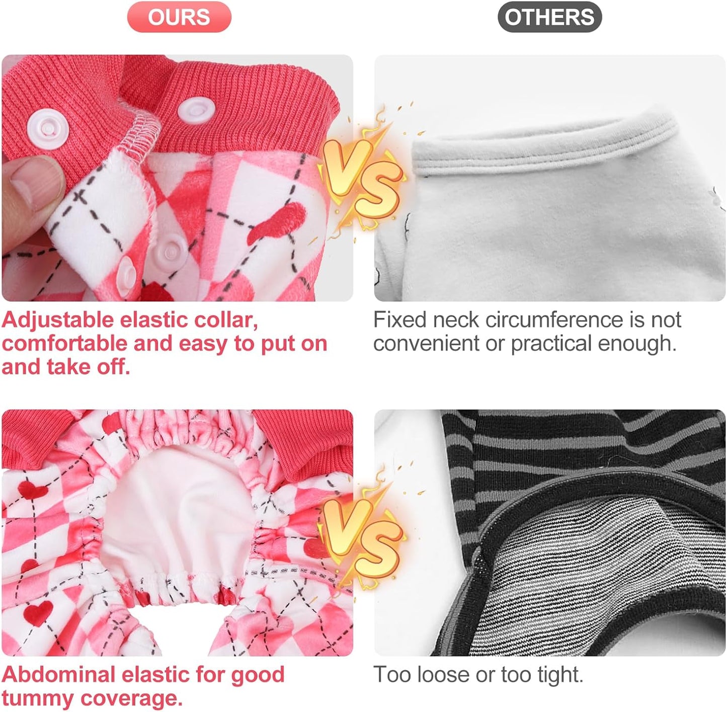 BEAUTYZOO Dog Pajamas Large Sized Dog, Summer Doggie Pajamas for Boy Girl, Soft Strechy Cotton Puppy Pjs Jammies Onesies for Men Women, Pet Jumpsuit Body Suit Cat Apparel Clothes, Pink Heart XL