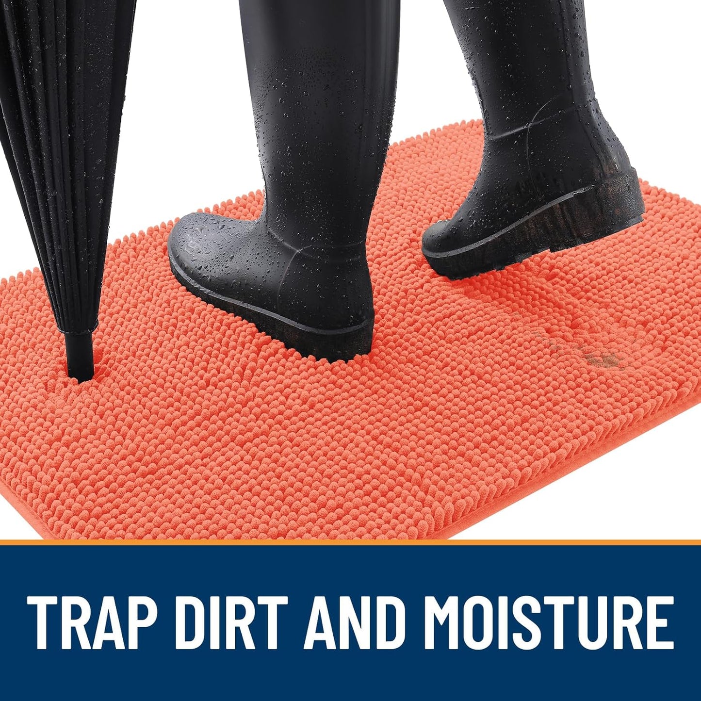 OLANLY Dog Door Mat for Muddy Paws 54x32, Absorbs Moisture and Dirt, Absorbent Non-Slip Washable Doormat, Quick Dry Chenille Mud Mat for Dogs, Entry Indoor Entryway Carpet for Inside Floor, Coral