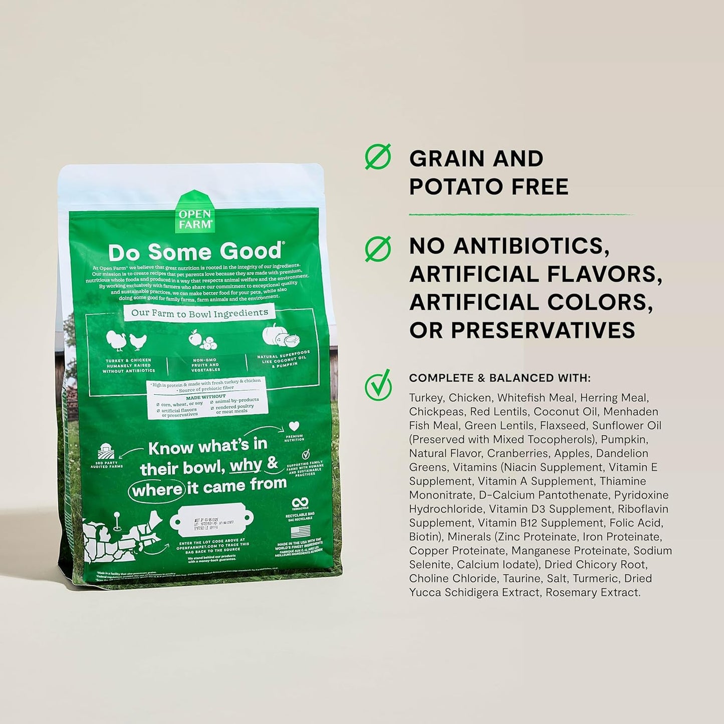 Open Farm, Grain Free Dry Cat Food, High-Protein Kibble for a Complete & Balanced Diet, Non-GMO Fruits & Vegetables, Prebiotic Fibers to Support Digestion, Homestead Turkey & Chicken Recipe, 4lb Bag