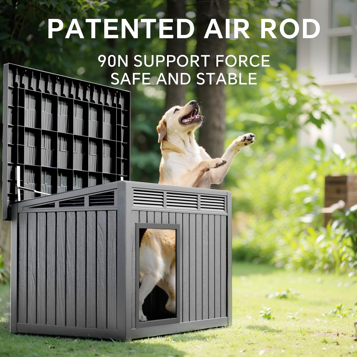 VIXZEN Dog House Indoor Outdoor,Waterproof Dog House for Small to Medium Dogs,Doghouse with Air Vents and Elevated Floor,Openable at The Top,Easy to Assemble and Clean,Gray,32.2"×25.12"×24.13"