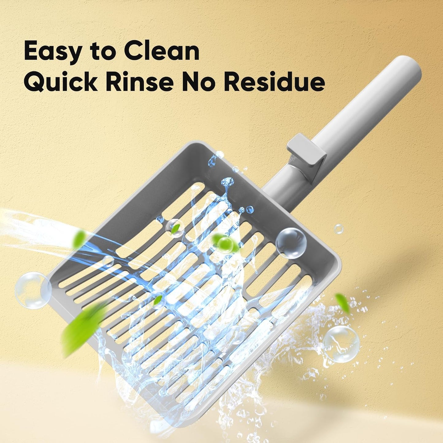 Large Cat Litter Scoop, Heavy-Duty Litter Scoop with Dual Sifting Holes for Fast & Fine Clumping, Kitty Litter Scooper with Long Handle & Easy-to-Hang Hook for Litter Box