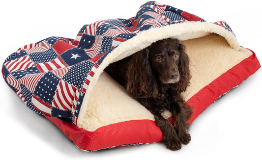 Snoozer Pet Products Luxury Rectangle Cozy Cave, Wag Collection, Extra Large, Starpatch Red Diamond