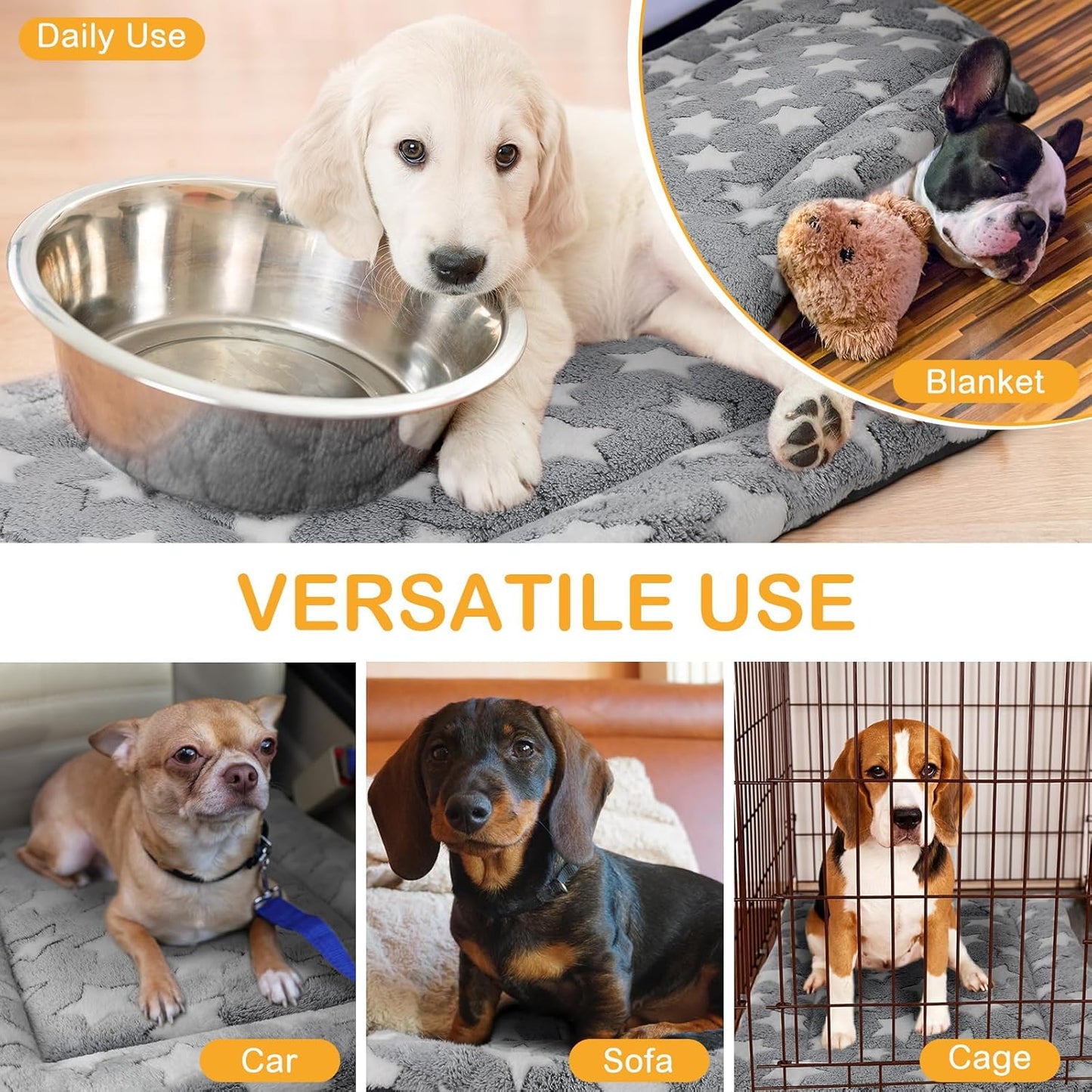 4 Pcs Washable Dog Crate Mat Kennel Pad Replaceable Reversible Pet Bed Pad for Crate Pet, Sleeping Mat for Small, Medium, Large Dog Machine Washable(20 x 30 x 1.6 Inch,Gray)