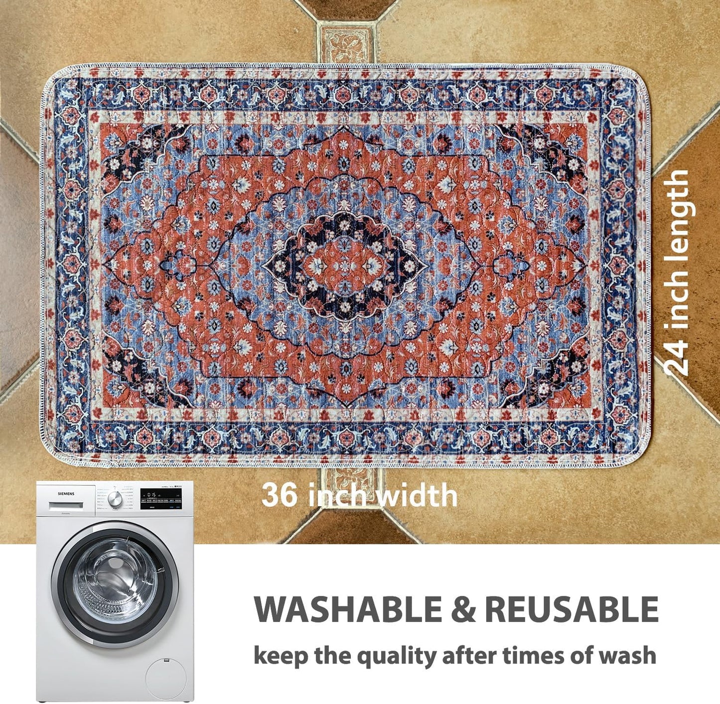 nunubaby Washable Pee Pads for Dogs, Stylish, Non-Slip and Leak-Proof Pee Pads. Reusable Potty Pads for Dogs for Crates and Floors.(Red/Floral, 24" x36")