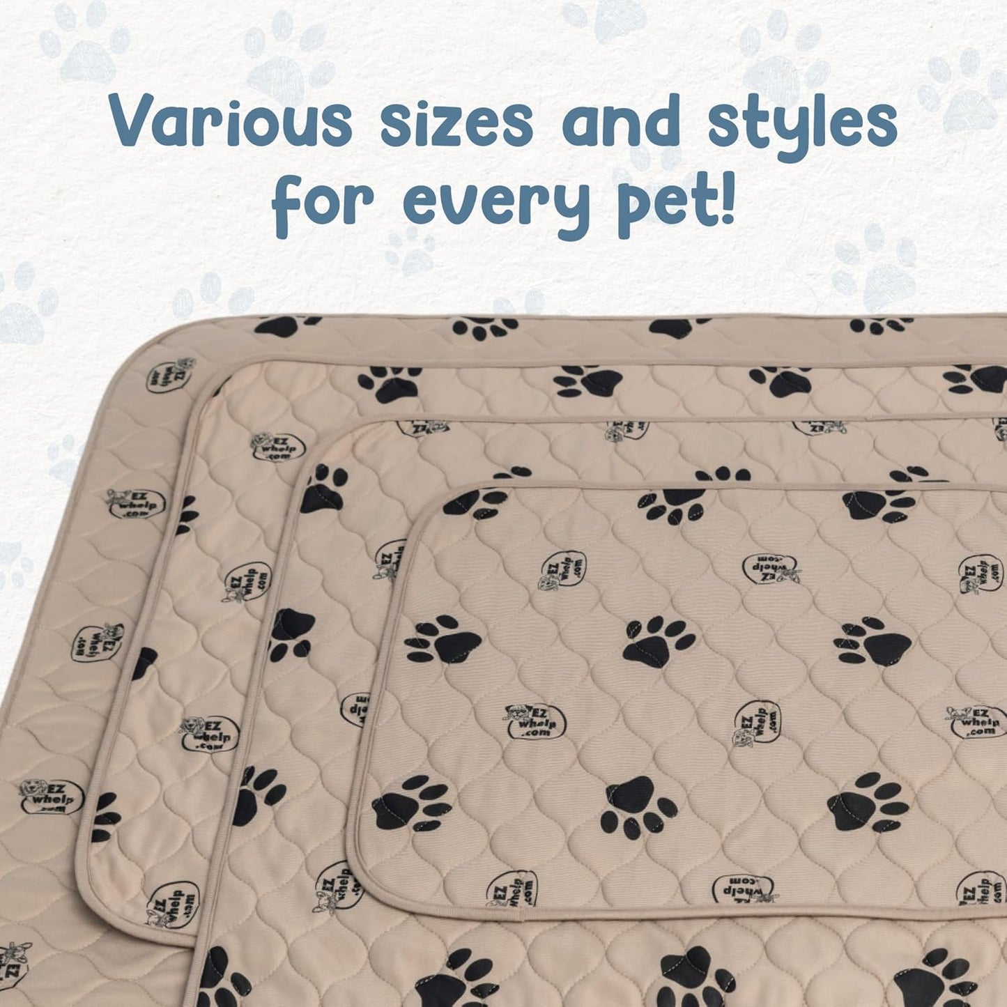EZwhelp Reusable Dog Pee Pads, Washable Waterproof Mats for Potty Training or Whelping Pads, Puppy Pad with Rounded Corners, 20x25 Inch, 2 Pack