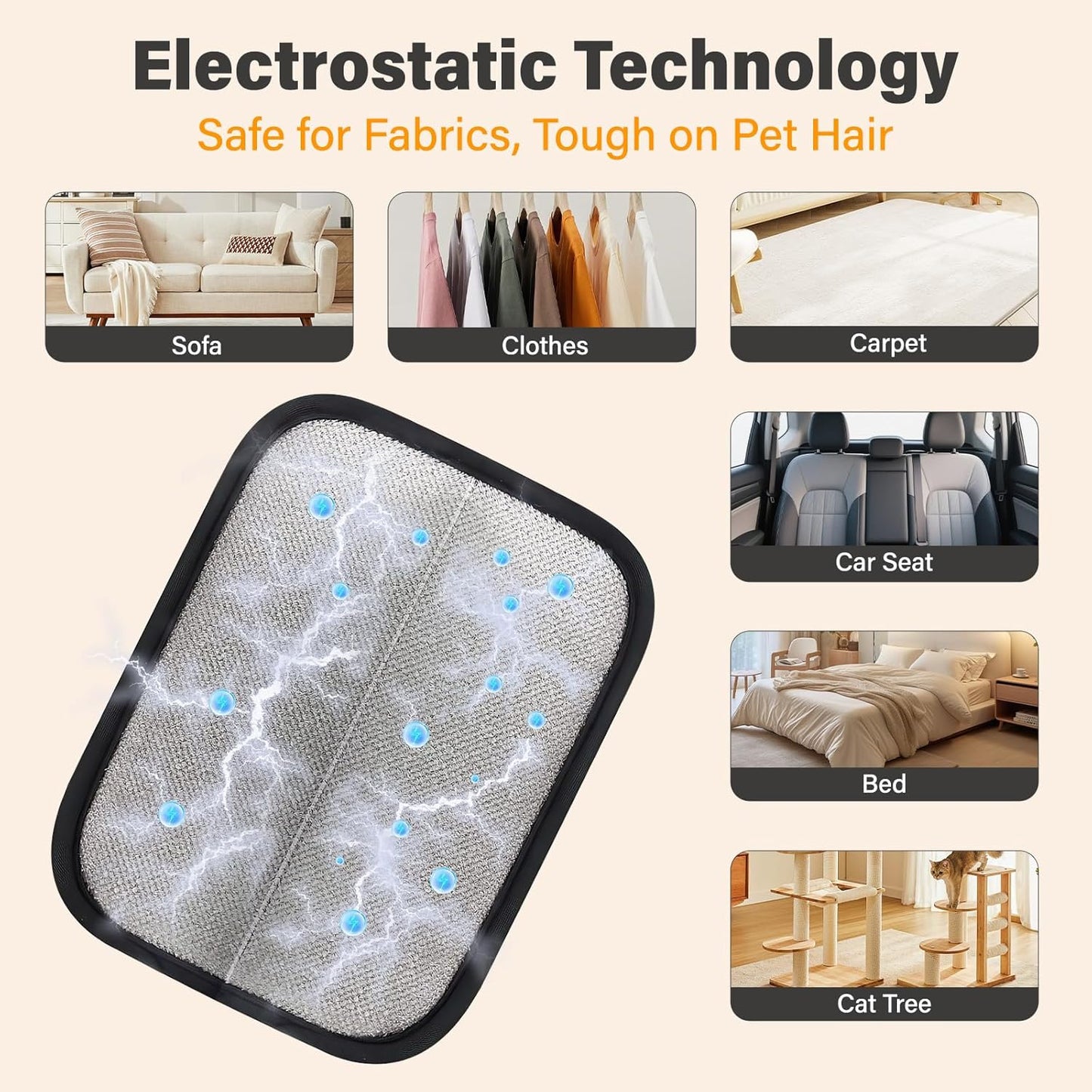 Upgraded Pet Hair Removal Glove - Reusable Electrostatic Fur Remover for Furniture, Clothes, Carpet & Car, Ideal for Dogs & Cats