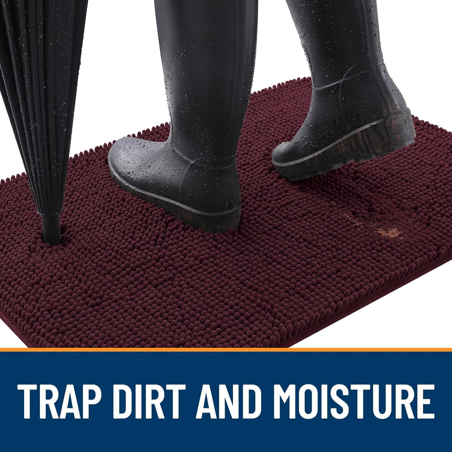 OLANLY Dog Door Mat for Muddy Paws 24x16, Absorbs Moisture and Dirt, Absorbent Non-Slip Washable Doormat, Quick Dry Chenille Mud Mat for Dogs, Entry Indoor Entryway Carpet for Inside Floor, Russet