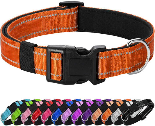 Reflective Dog Collar Padded with Soft Neoprene Breathable Quick Release Basic Dog Collars for Puppy Small Dogs Orange