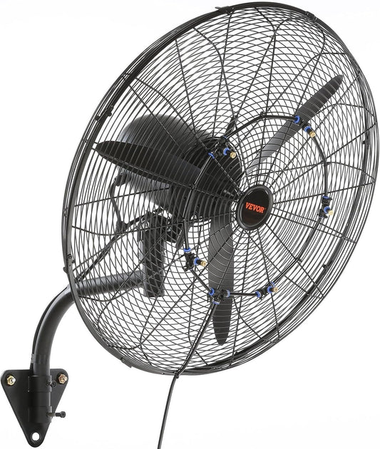 VEVOR 24 Inch 3-Speed 7000 CFM Black Waterproof Wall Mount Oscillating Fan