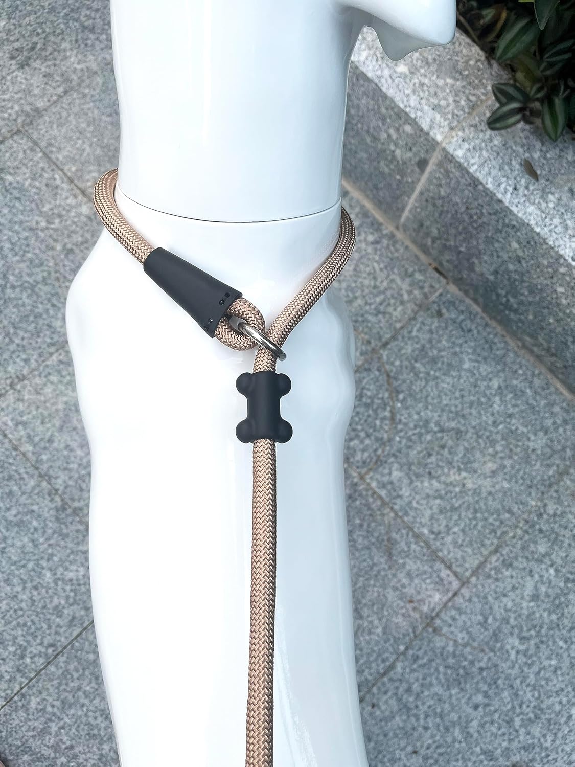 Slip Lead Dog Leash，Strong Nylon Rope Leash and Padded Handle,No Pull Outdoor Walking Training Lead for Small Medium Large Dogs(Light Military Tan, 1/2"×4ft)