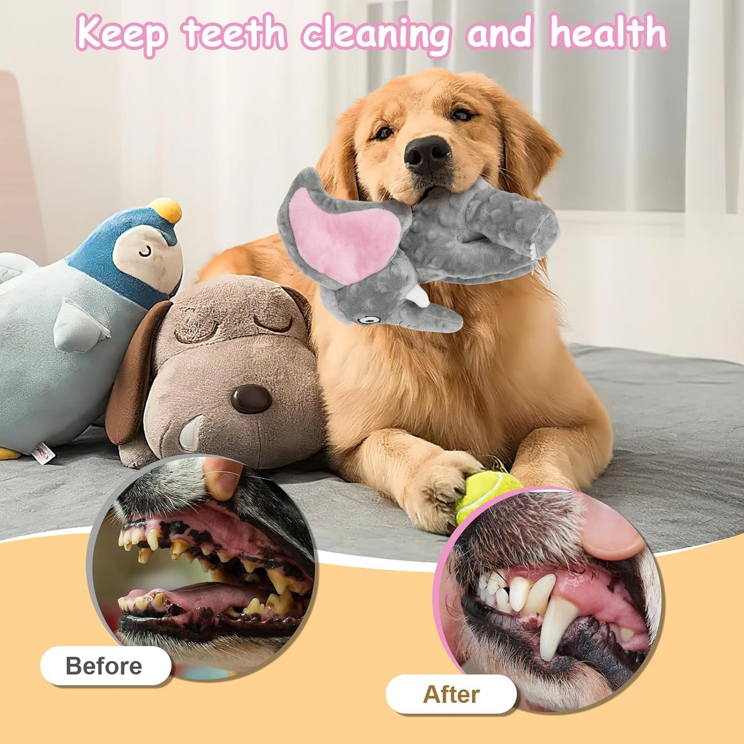 Plush Large Dog Toys with Squeaker and Crinkle Paper, Interactive Puppy Chew and Teeth Cleaning Toy, Pet Toys for Small, Medium and Large Dogs