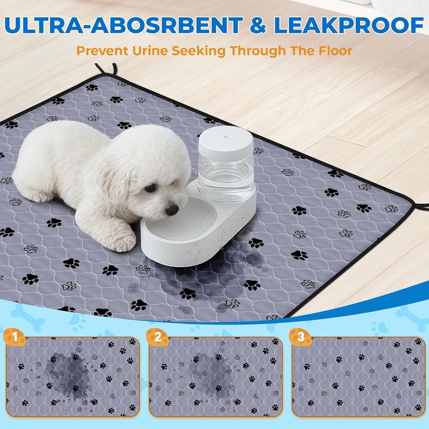 Fostanfly Washable Dog Pee Pads Extra Large 72''x80'' Instant Absorb Training Pads, Non-Slip Pet Playpen Mat Waterproof Reusable Floor Mat for Puppy/Senior Dog, Housebreaking & Incontinence