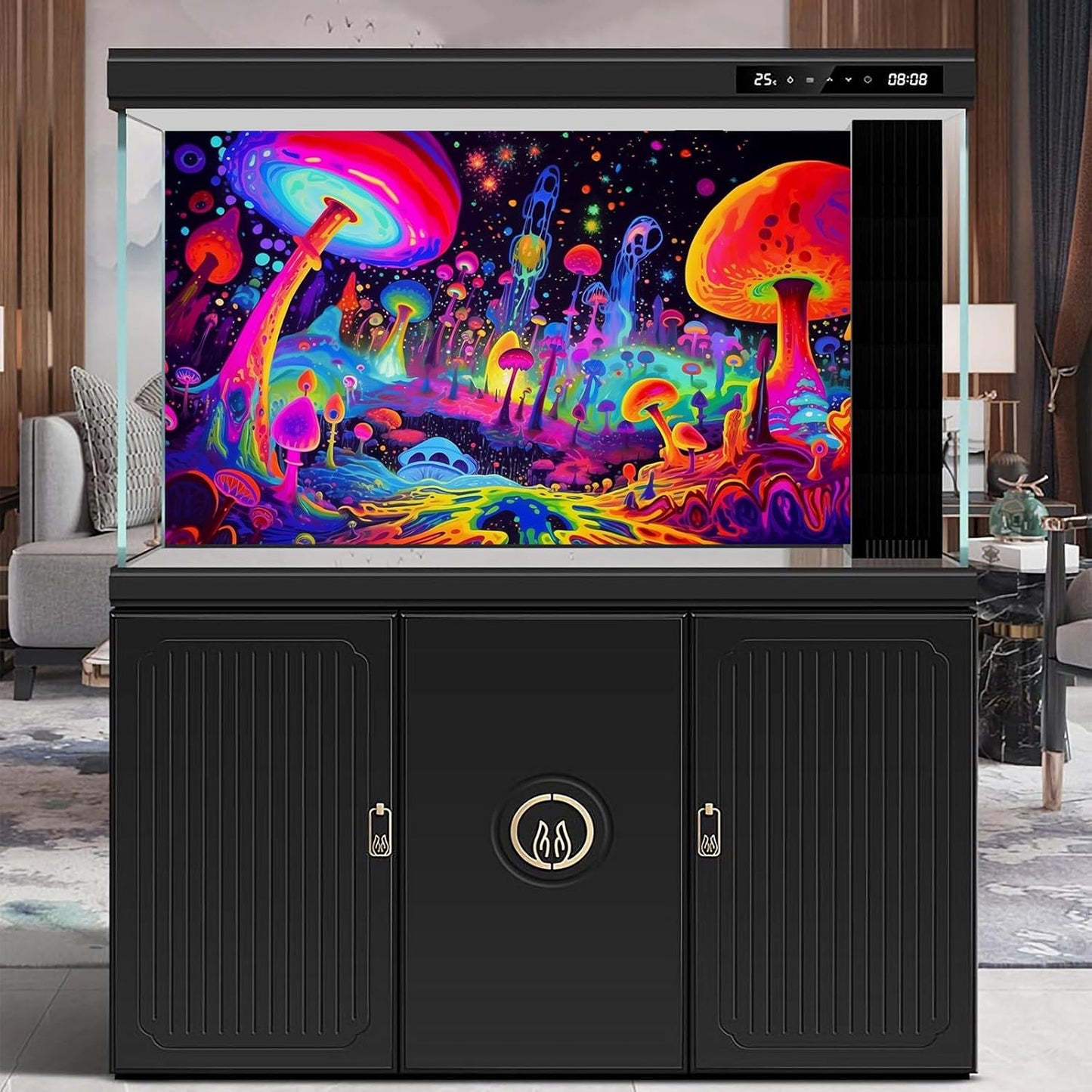 Fantasy Mushrooms Aquarium Background Abstract Mysterious Mushroom Landscape Terrarium Background Amazing Rainbow Mushrooms Theme Fish Tank Backdrop Poster Wallpaper Decorations Vinyl 60x24in