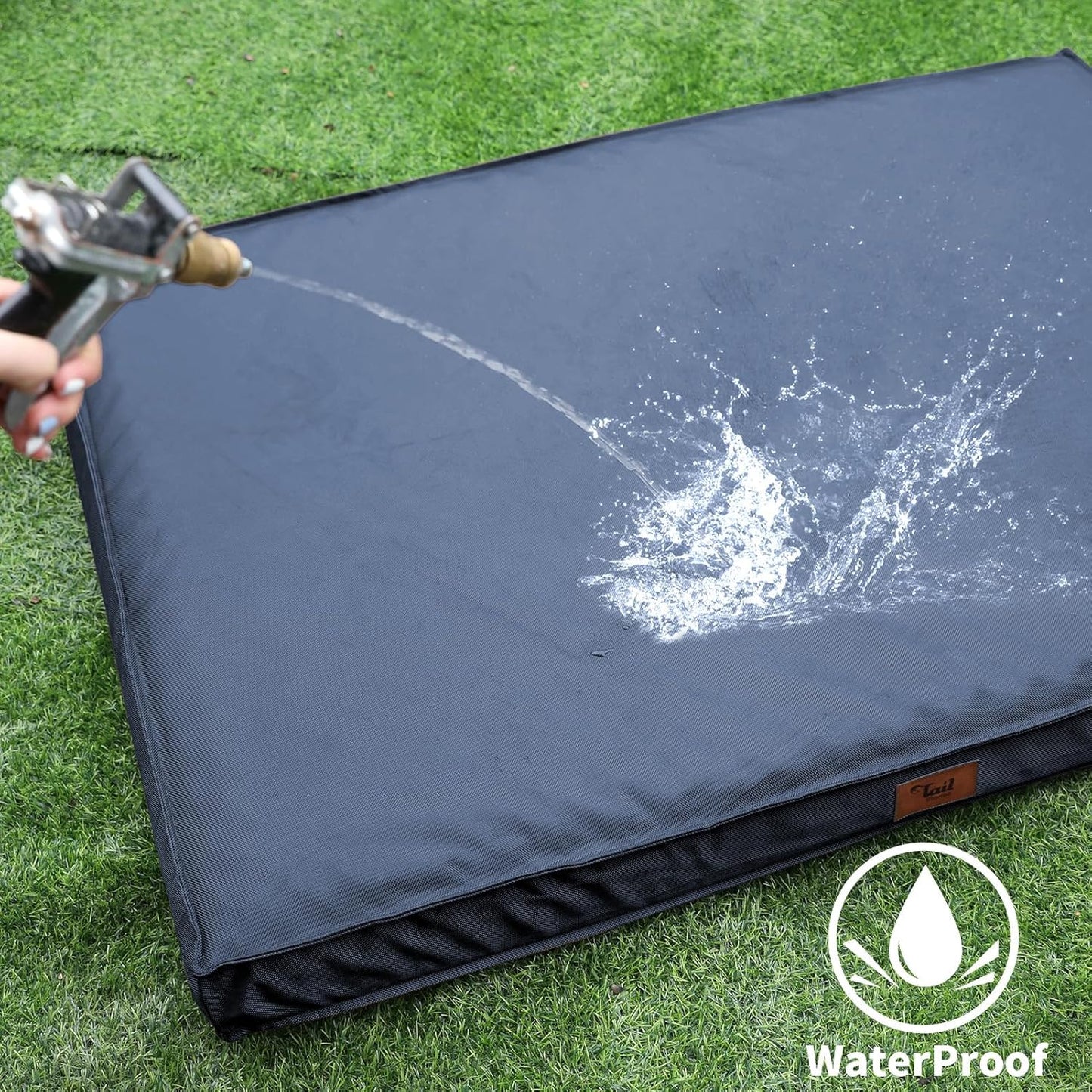 Outdoor XXL Dog Bed Waterproof, Dog Bed for Extra Large Dogs, Orthopedic Egg Foam Pet Bed with Washable and Removable Oxford Cooling Cover, Navy