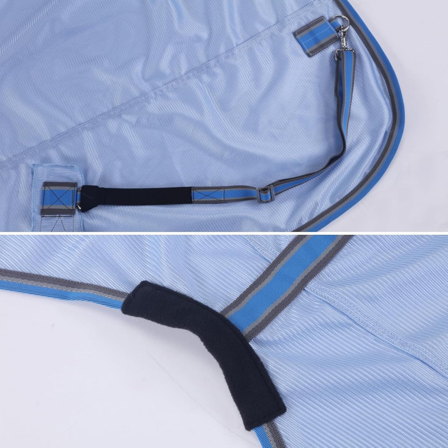 Horse Fly Sheet, Standard Neck Comfy Mesh Fly Sheet for Horses, Equine Summer Sheets UV-Protective Lightblue 69