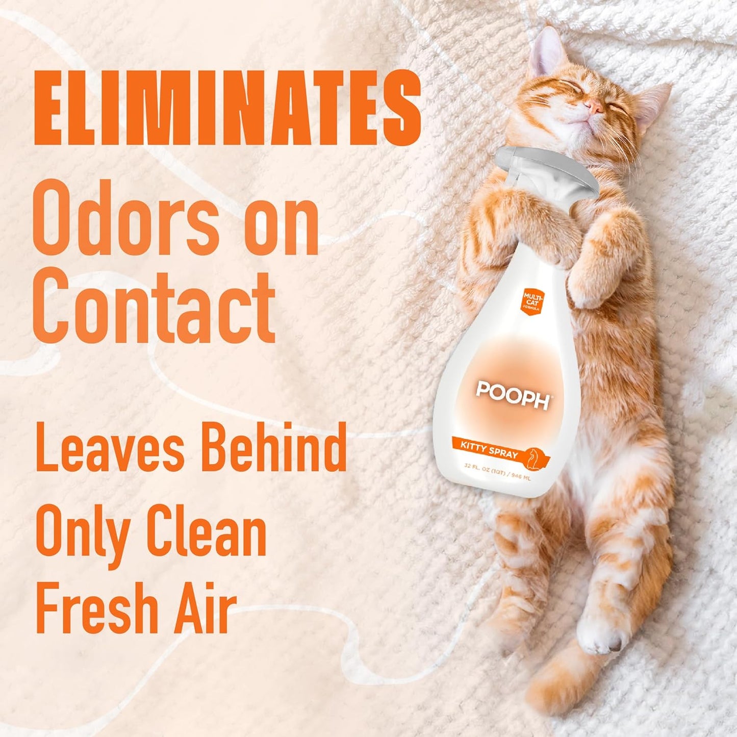 POOPH® Kitty Spray - Patented Technology Eliminates Organic Odor On-Contact Goes Anywhere Your Kitty Goes - Cat Trees, Furniture, Bedding & More Safe Fragrance-Free Non-Toxic Eco-Conscious