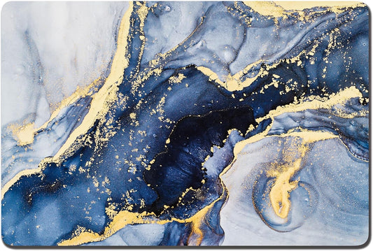 Rnivvi Dog Food Mat, 16" x 24" Marble Absorbent Dog Cat Bowl Mat for Food and Water, Cute Anti-Slip Rubber Pet Feeding Rug Protect Floors, Puppy Placemat for Feeding & Watering Supplies, Grey